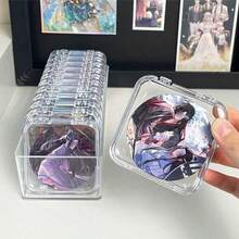 1pc/12pcs Transparent PS Peripheral Badge Holder Sealed Square Display Case - Clear - View 6