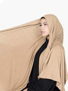 1件装女士经典纯色长披肩，优雅休闲流苏围巾，优质针织莫代尔面料，头巾式头巾，适合日常生活、旅行和聚会等场合。