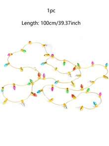 1pc 1/5M Miniature Plastic Light Bulb String Lights For Christmas Tree & Model Scenes - Mixed Color Glittery DIY Craft Decor, Decorative Plastic Fake String Lights Ribbon, Christmas Party String Beading Accessories, Miniature Scene Decorations, Christmas Decor