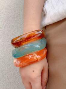 3pcs/1pc Exaggerated Geometric Bracelet Set, Versatile Jewelry Accessory For Daily Wear, Party, Vacation, Boho Style