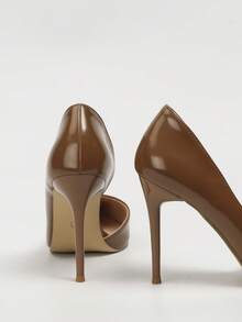 复古欧美性感夜店细高跟鞋，女士超高跟尖头镂空高跟鞋，优雅 - 棕色 - 查看 3