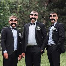 1 件万圣节服装道具逼真假胡子，老人长黑胡子，适合派对装扮 - 彩色 - 查看 3