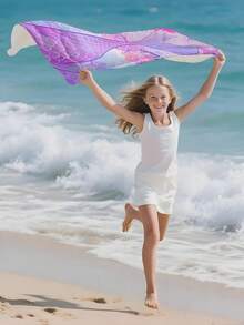 Toalha de praia infantil personalizada, presente de aniversário de verão, clima de verão, viagem de meninas à praia, toalha de praia personalizada, piscina, decoração de praia, para família, sereia - Multicolorido - Ver 10
