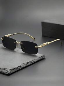 1pc New European And American Square Small Frame Fashion Glasses For Men And Women, Daily Wear, Outdoor, Sun Protection, Driving, Beach Vacation, Photography, Decorative - Multicolor - View 7