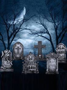 Set de 6 lápidas de Halloween, estaca de cementerio para el jardín, señal de lápida con base aterradora, material de PP, señal de lápida de tamaño grande reutilizable, grietas realistas, fácil de instalar, adecuado para decoración de lápidas en el jardín, decoración de fiesta de miedo al aire libre, decoración de ambiente de cementerio en el jardín