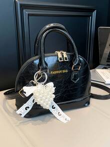 经典百搭时尚鳄鱼纹手提包，女士斜挎包/单肩包，简约皮革手提包/邮差包，圆顶提手手提包，配有可调节肩带，通勤公文包/斜挎包 - 彩色 - 查看 4