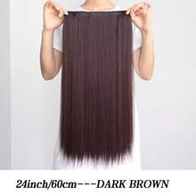 28 英寸长直发合成接发，隐形无缝蓬松夹式假发，女士适用，耐热纤维材质，可加热拉伸 - 彩色 - 查看 22