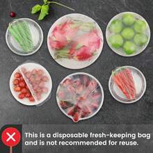 100 piezas de bolsas de almacenamiento de alimentos de plástico con banda elástica, desechables y extensibles, adecuadas para tazones y platos de cocina