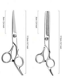3Pcs Professional Hair Cutting Scissors Set, Stainless Steel Silver Barber Shears Kit With Cutting Scissors & Thinning Texturizing Shears & Barber Comb, Adjustable Screw Sharp Mirror Polished Hairdressing Styling Tools For Men Women Home Salon - Silver - View 5