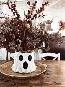 1 buah Pot Tanaman Hantu untuk Dekorasi Halloween, Vas Hantu Menyeramkan, Dudukan Pajangan untuk Dekorasi Rumah Dalam & Luar Ruangan - Putih - View 4