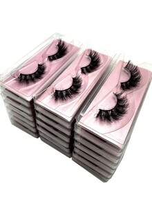 10/16/21 Pairs Fluffy&Thick 3D False Eyelashes With Glitter Paper Box,Lashes Bulk Christmas Gifts,3D Cat Eye Eyelashes Natural Soft,Protable, Makeup Manga Lashes,Dramatic Messy Mink Lashes Wispy, Individual Package Faux Mink Lashes Wholesale - 黑色 - 查看 3