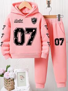 Ensemble sweat-shirt à capuche et pantalon de jogging imprimé numérique pour préadolescentes - Rose bonbon - Voir 2