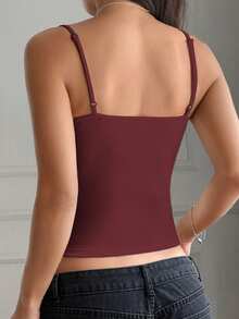 Sunny Girly Fall Women Clothes Y2k Back To School A Sexy And Pure Style Button-Down Front Button-Fitted Halter Top Romantictops Going Out Tops Women - Burgundy - View 10