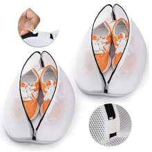 3pcs Shoe Wash Bags, Home Use Anti-Deformation Laundry Mesh Bags For Basketball Shoes, Sneakers, Canvas Shoes And Various Shoes, Sturdy Zipper Closure, Suitable For Laundry Shops, Home, Dorms, Travel Cleaning Protection Bags, 1/3pcs