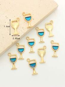 10pcs Red Wine Glass & Blue Goblet Zinc Alloy Drip Oil DIY Pendant Jewelry Accessories, Suitable For Daily Wear Necklace, Bracelet, Earrings