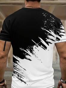 Men's Printed Crew Neck Short Sleeve T-Shirt And Pants Set - Multicolor - View 3