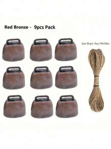 9个装，1.38英寸铜质牛铃，响亮铜质铃铛，非常适合用作铃铛，也可作为家居装饰、树木装饰、狗、牛、马、羊、猫等小型宠物项圈饰品，圣诞礼物，房间装饰 - 彩色 - 查看 3