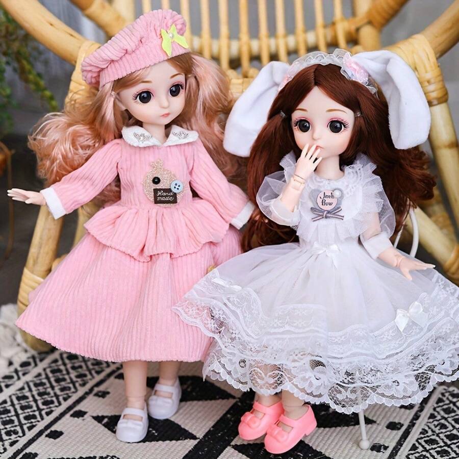 1PC 30cm/11.8inch Doll Set, Comes With Clothes, Shoes, And Accessories, Girl Toy Surprise Doll With Dress Fashion Pink Party Gift For Birthday, Exquisite Makeup, The Ideal Choice For Christmas And Halloween Gifts