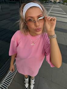 1pc Vintage PC (Polycarbonate) Oval Frameless Fashion Glasses With Metal Hinges, Comfortable Ultralight Large Size Metal Glasses, Fashion Accessory For Driving, Vacation, Retro Shades Street Y2k Style Oversized Wrap Frame For Music Festival Preppy Style For Back To School - 銀色 - 查看 2