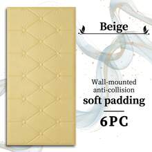 6 件 70 厘米 * 35 厘米 3D 自粘泡沫墙板，皮革贴面装饰防撞软垫壁纸，用于墙面覆盖房间床头板，防水、隔音、隔热、防撞墙面装饰房间装饰家居装饰壁纸墙纸浴室厨房墙贴墙贴个性化贴纸 - 彩色 - 查看 15