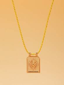 1pc Fashionable Minimalist Colorful Heart-Shaped Tarot Card Pendant Necklace, Suitable For Holidays Gift And Daily Wear
