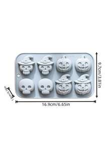 1 pièce Moule en silicone, matériau en silicone, série Halloween, squelette, citrouille, thème sorcière, moule en silicone thème citrouille squelette, ustensile de cuisson, moule à gâteau et chocolat, bac à glaçons, moule à résine
