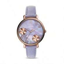 Fossil Ladies' Quartz Leather Three-Hand Watch, Stainless Steel Case/Glass Mirror Leather Strap ES4813/ES4812/ES4814 - Purple - View 1