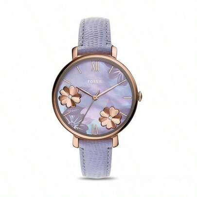  Fossil Ladies' Quartz Leather Three-Hand Watch, Stainless Steel Case/Glass Mirror Leather Strap ES4813/ES4812/ES4814