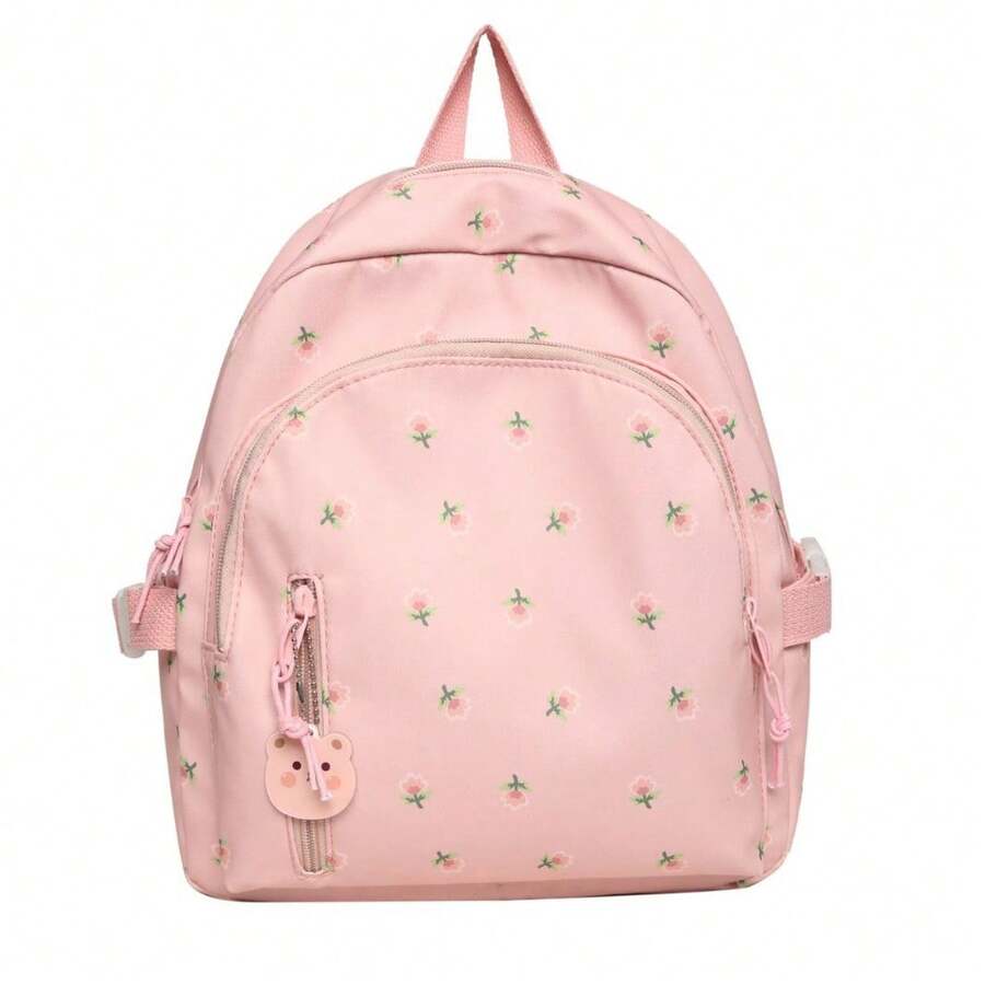 Japanese Style Mini Backpack For Kids - Cute Printed Small Rucksack, Lightweight School Bag For Primary Students - Pink - View 1