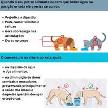 Comedouro Com 6 Tigelas Elevado Para Cães e Gatos Com Tampas - Marrom - Visão 8