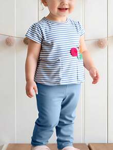 Baby Girls T-Shirt Co-Ords - Blue - View 1