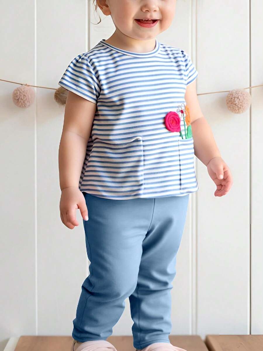 Baby Girls T-Shirt Co-Ords - Blue - View 1