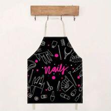 1pc Nail Polish Pattern Apron, Kitchen/Garden Apron, Baking Accessories, Cooking Apron