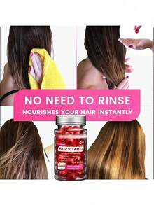 40 cápsulas de suero de tratamiento capilar, cápsulas de suero de vitaminas para el cabello, enriquecido con A C E Pro B5, aceites de macadamia marroquí y aguacate, acondicionador para mujeres y hombres, sin enjuague y para todo tipo de cabello