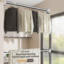 Metalowy drążek napinający do zasłony prysznicowej jest regulowany, drążek podtrzymujący szafę jest teleskopowy i ma antypoślizgową silikonową podstawę, bez konieczności wiercenia. Drążek na zasłonę i drążek do suszenia ubrań nadają się do wielu zastosowań, takich jak łazienki, kuchnie i balkony.