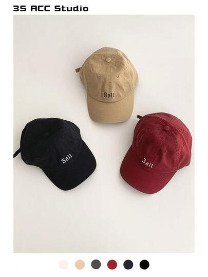 1 件软顶字母刺绣棒球帽，新款设计男女通用春夏美式帽子，大头尺寸，灰色复古外观，多功能防晒