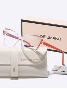 LINFEMAND Multi-Color Block Patchwork Cat Eye Decor Fashion Non-Prescription Glasses, Women Party/Dance Outfit, Photo Accessory, Holiday Gift - Multicolor - View 11