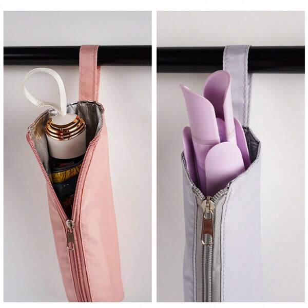 1 pieza/2 piezas Bolsa organizadora multifuncional de nailon para rizador de pelo - Impermeable, resistente al calor, cierre con cremallera, organizador de viaje portátil, ideal para uso al aire libre, gran regalo del Día de la Madre para mamá