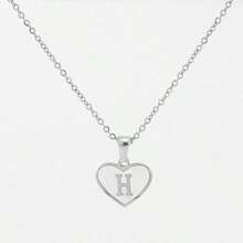 1pc Personalized Heart-Shaped White Shell Initial Necklace Stainless Steel Non Tarnish Women Letter Necklace