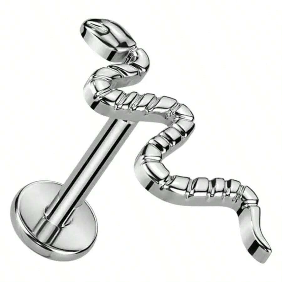 1pc Titanium Steel Tongue Stud, Lip Stud, Earring, Suitable For Daily Wear - Silver - View 1