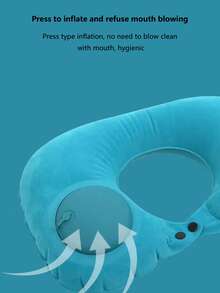 Ergonomic Push-Button Inflatable U-Shaped Neck Pillow, Portable Travel Pillow Suitable For Car, Airplane, Home, Office - Supports Head, Neck And Lower Back - Multicolor - View 4