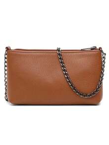 Vittal Clutch Annelise Women's Bag In Genuine Leather Black With Chain Strap - Lạc đà - Xem 7