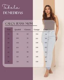 Calça Mom Jeans Feminina Cintura Alta Tecido Reforçado 100% Jeans Algodão Vintage
