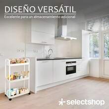 Plástico, Rodante Multiusos, Fácil de Montar HG55C1 Carrito Organizador de 3 Niveles, Carrito de Serviciocon Ruedas Universal, Carrito de Almacenamiento de - BLANCO - Ver 3