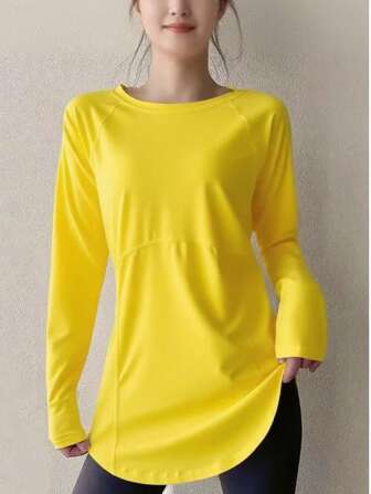 Women Fitness Yoga Top, Quick Dry Shirt For Running, Gym & Workout, Stretchy Compression Base Layer