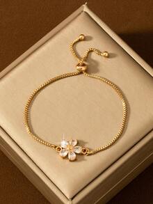 Teenager Luxury Style Flower Shaped Adjustable Bracelet Sweet Suitable For Daily Wear - one-size - View 3