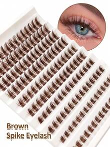 Rikuaild 150pcs D-Curl Sparse Brown Cluster False Eyelashes, Cartoon Style, Fluffy Individual False Lashes, Natural Brown Soft False Eyelashes, DIY Eyelash Extension Makeup - D - Xem 2