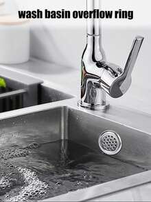 8pcs/6pcs/4pcs/2pcs Platic Sink Overflow Ring With Double Rings, Silver Plated For Kitchen Or Bathroom Home Bathroom Decor Fall Decor Back To School - Multicolor - View 8