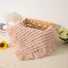 Newborn Photography Props Mohair Handmade Crochet Square Petal Decor Mat - Multicolor - View 2