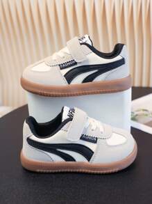 1 Pair All-Season Baby Sneakers, Design: The Overall Color Scheme Is Simple Yet Fashionable, With The Black Decorative Lines On The Shoe Body Contrasting Sharply With The Light-Colored Upper, Following The Current Popular Retro Sports Style, Allowing Children To Wear Them With A Fashionable Taste And Easily Match Various Outfits.